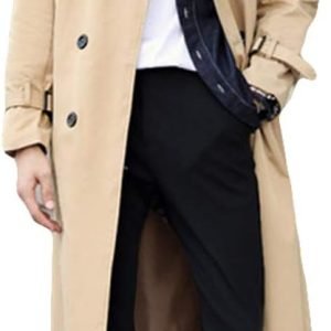 Men's Double Breasted Trench Coat Oversized Casual Windbreaker Lapel Long Jacket Overcoat