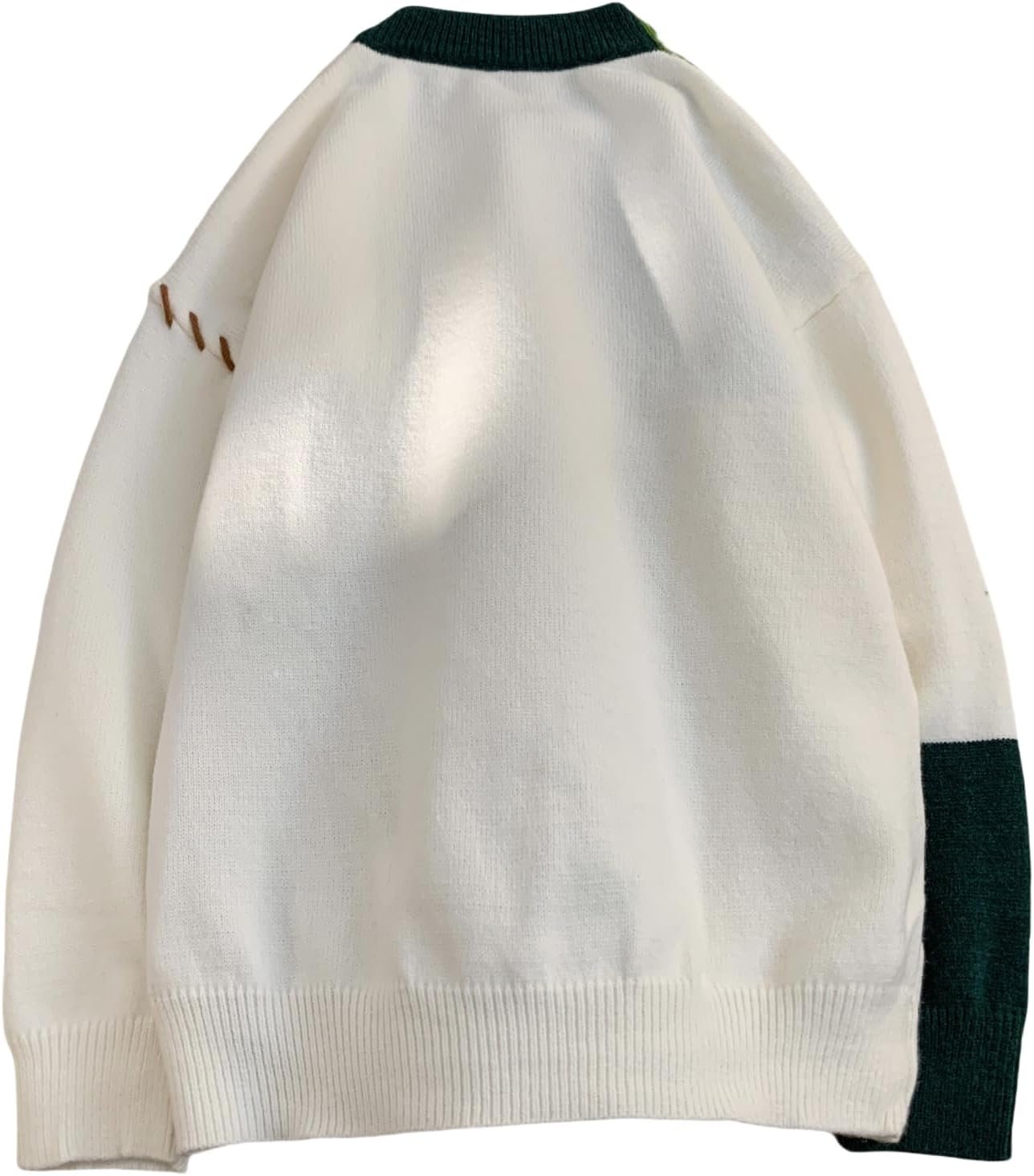 Patchwork Sweater Mens Colorblock Jumper Cable Knitted Pullover Oversized - Image 2