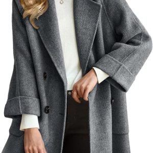 Women Wool Coat Peacoat Jacket Thick Loose Double Breasted Pea Coat Woolen Winter Overcoat