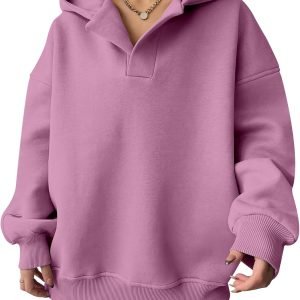 Womens Oversized Hoodies V Neck Sweatshirts Long Sleeve Pullover Casual Fall Teen Girls Preppy Clothes 2025 Trendy